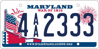 MD license plate 4AA2333