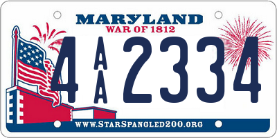 MD license plate 4AA2334