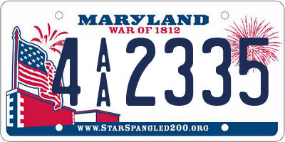 MD license plate 4AA2335