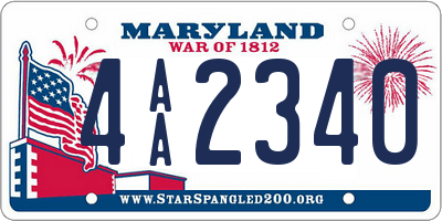 MD license plate 4AA2340