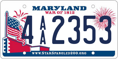 MD license plate 4AA2353