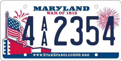 MD license plate 4AA2354