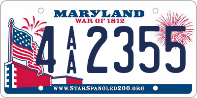 MD license plate 4AA2355