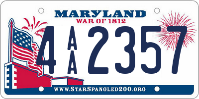 MD license plate 4AA2357