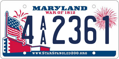 MD license plate 4AA2361