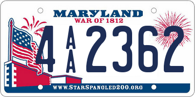 MD license plate 4AA2362