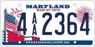 MD license plate 4AA2364