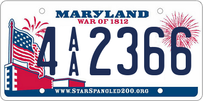 MD license plate 4AA2366