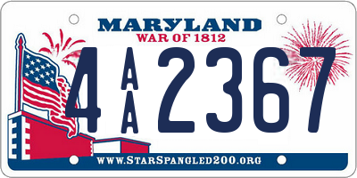 MD license plate 4AA2367