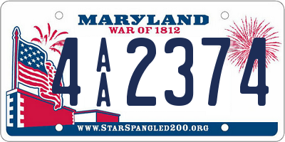 MD license plate 4AA2374