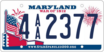 MD license plate 4AA2377