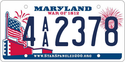 MD license plate 4AA2378