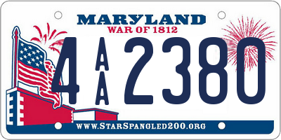 MD license plate 4AA2380