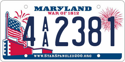 MD license plate 4AA2381