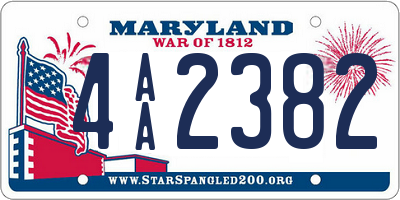 MD license plate 4AA2382