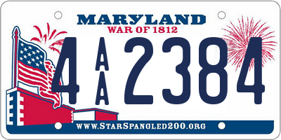 MD license plate 4AA2384