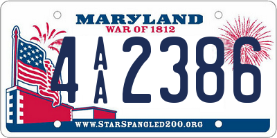 MD license plate 4AA2386