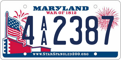 MD license plate 4AA2387