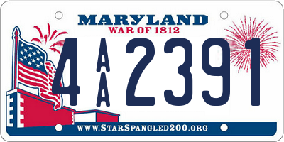 MD license plate 4AA2391