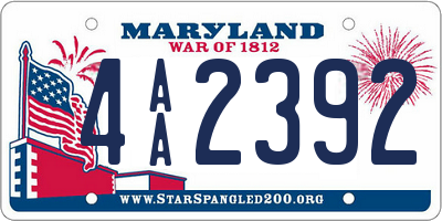 MD license plate 4AA2392