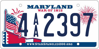 MD license plate 4AA2397