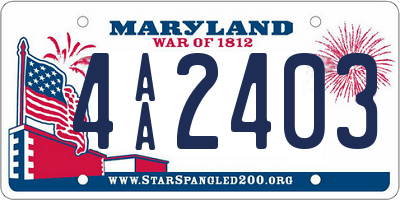 MD license plate 4AA2403