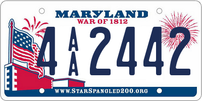 MD license plate 4AA2442