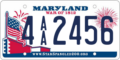 MD license plate 4AA2456