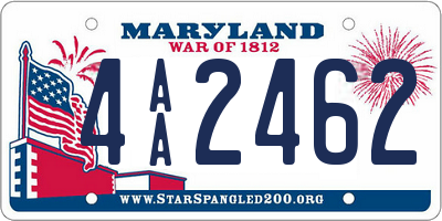 MD license plate 4AA2462