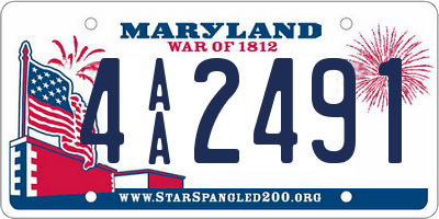 MD license plate 4AA2491