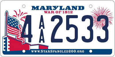 MD license plate 4AA2533