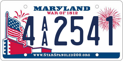 MD license plate 4AA2541