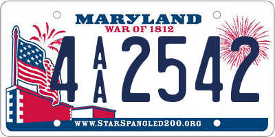 MD license plate 4AA2542