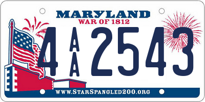 MD license plate 4AA2543