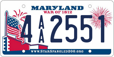 MD license plate 4AA2551