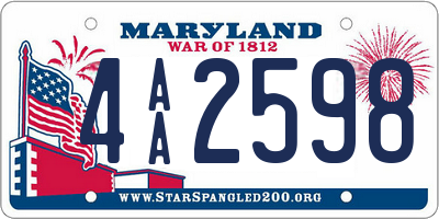 MD license plate 4AA2598