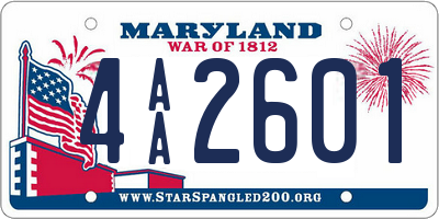 MD license plate 4AA2601