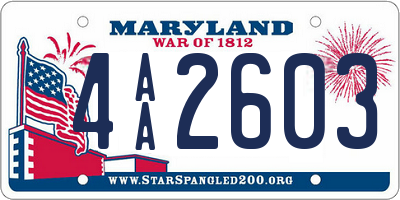 MD license plate 4AA2603