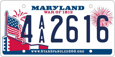 MD license plate 4AA2616