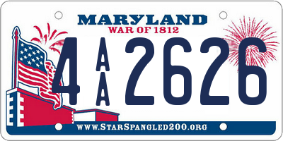 MD license plate 4AA2626