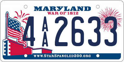 MD license plate 4AA2633