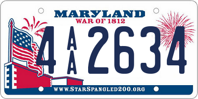 MD license plate 4AA2634