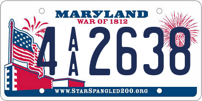 MD license plate 4AA2638