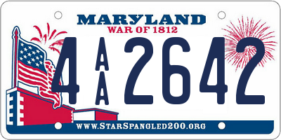 MD license plate 4AA2642