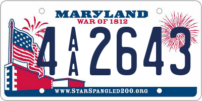 MD license plate 4AA2643