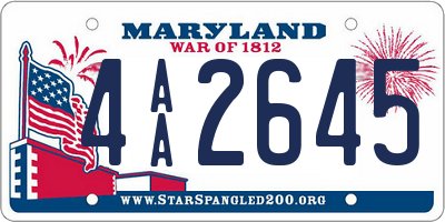 MD license plate 4AA2645
