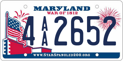 MD license plate 4AA2652