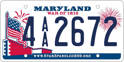MD license plate 4AA2672
