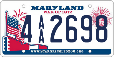 MD license plate 4AA2698