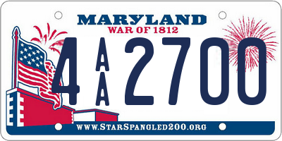 MD license plate 4AA2700